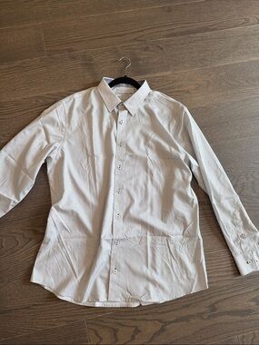 Nordstrom Men’s Button-Down Dress Shirt in White with Micro Dot Print